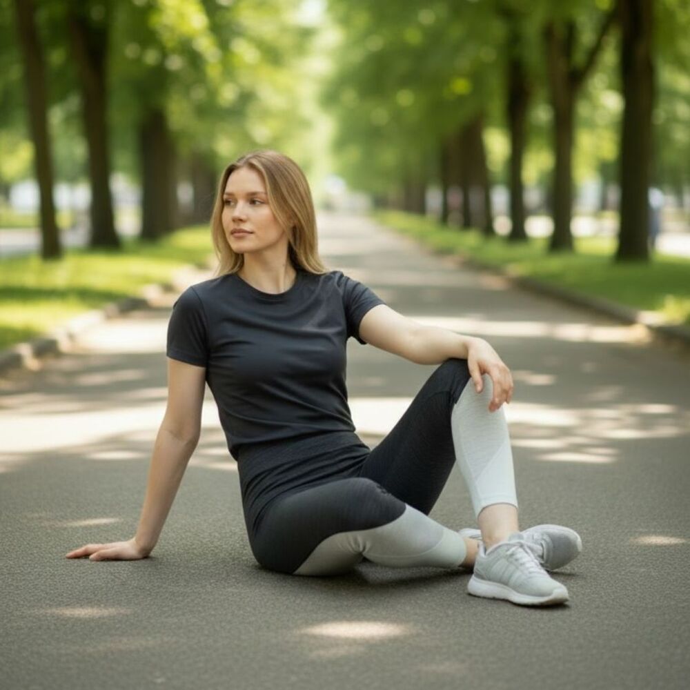 Outdoor Voices Colorblock High Rise Leggings Large Black White Workout Running